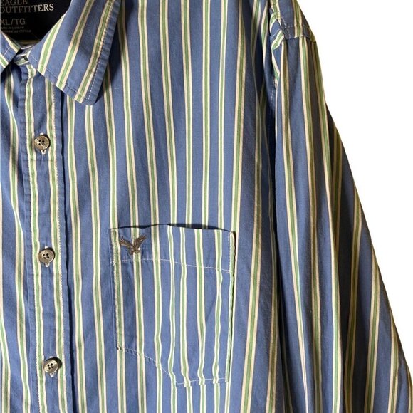 AMERICAN eagle outfitters vintage fit men’s striped size XL button down shirt. - Picture 5 of 11